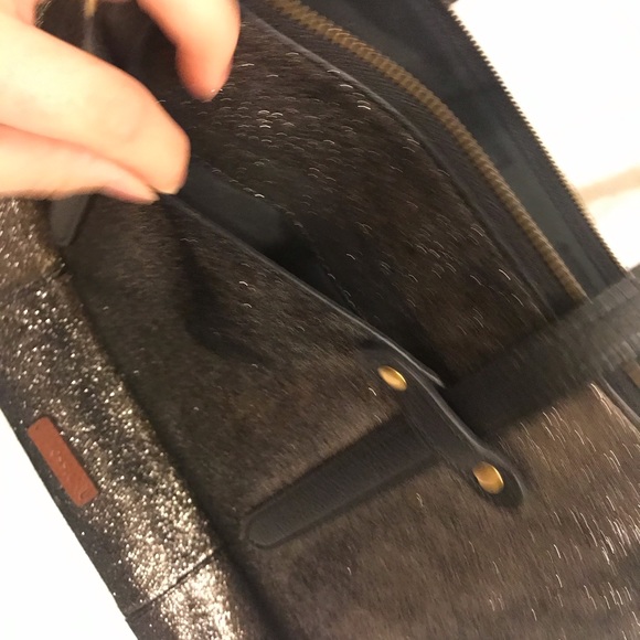 Black Metallic Fossil Bag & Wristlet to Match!!!!! - Picture 3 of 6
